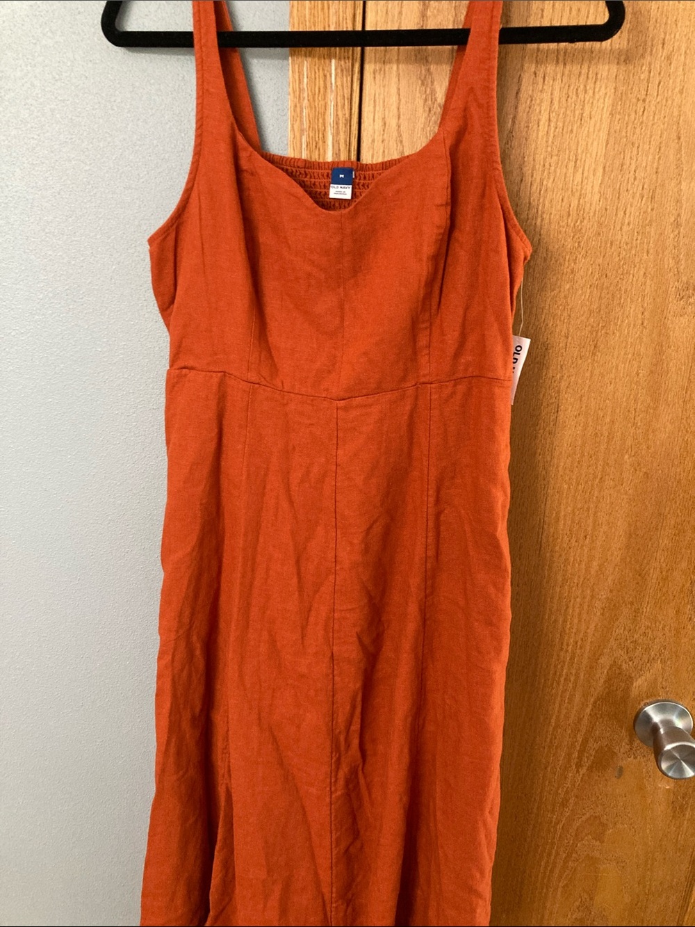 Old Navy Rust Orange Linen-Blend Maxi Dress